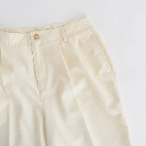 Vintage 90s Liz Sport Yellow Beige Pleated Cuffed Crop Ankle Pants Size 8 Petite - Picture 10 of 12